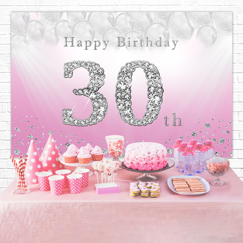 Toile de fond Anniversaire 30e Année Photo Cristal Rose Argent RR12-82