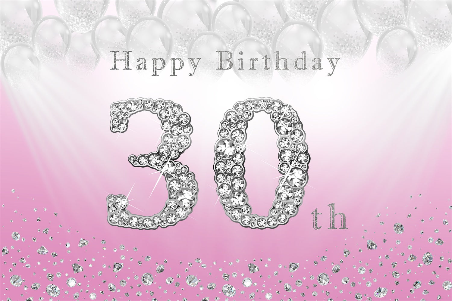 Toile de fond Anniversaire 30e Année Photo Cristal Rose Argent RR12-82