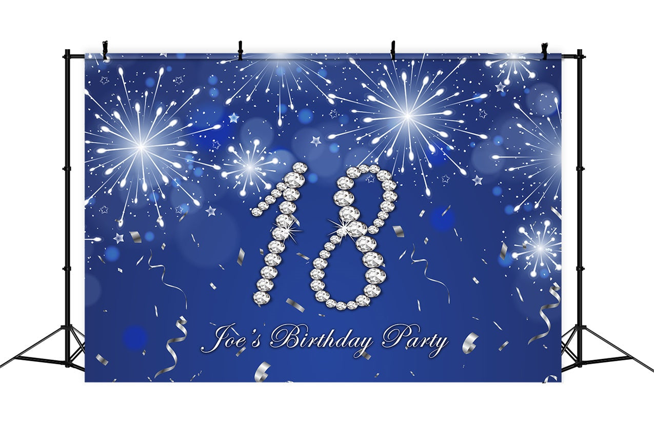 Toile de fond Anniversaire 18e Année Diamant Bleu Scintillant RR12-86