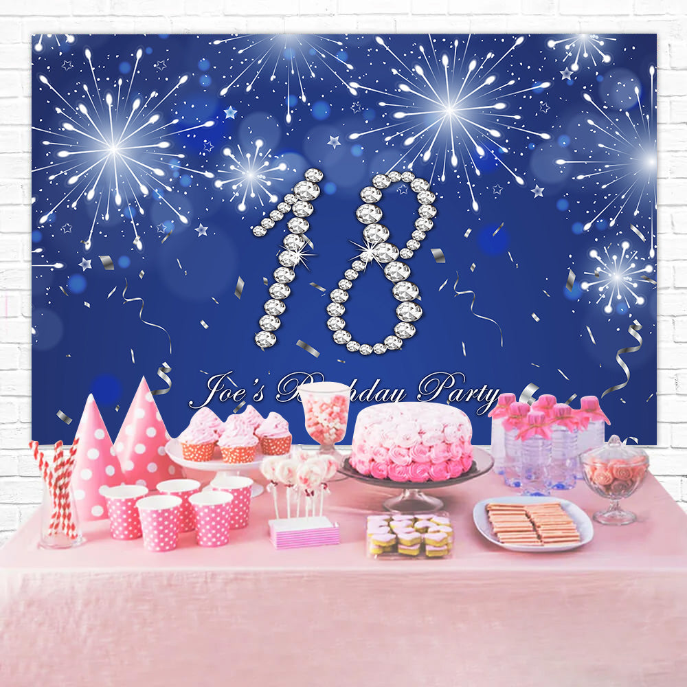 Toile de fond Anniversaire 18e Année Diamant Bleu Scintillant RR12-86