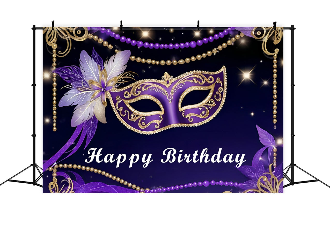 Toile de fond Anniversaire Masque Violet Célébration Personnalisé RR12-97