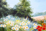 Peinture à l'huile de printemps Petite marguerite Bleu ciel brise Toile de fond RR3-09