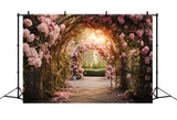 Toile de fond romantique arche de roseraie rose RR3-11