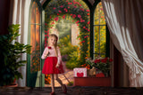 Peinture à l'huile printanière Exquisite élégante maison Jardin de roses Toile de fond RR3-12