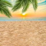 Esthero Toile de fond estivale plage cocotier coucher de soleil RR3-42