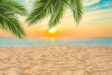 Esthero Toile de fond estivale plage cocotier coucher de soleil RR3-42