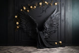 Esthero Toile de fond Ange mural classique noir Ailes noires Rose champagne RR4-13