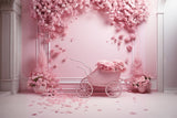 Esthero Toile de fond mur vintage rose avec chariot RR4-33