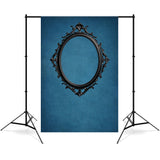 Esthero Art Classique Cadre Photo Ovale Noir Abstrait Toile de fond Bleu RR4-60