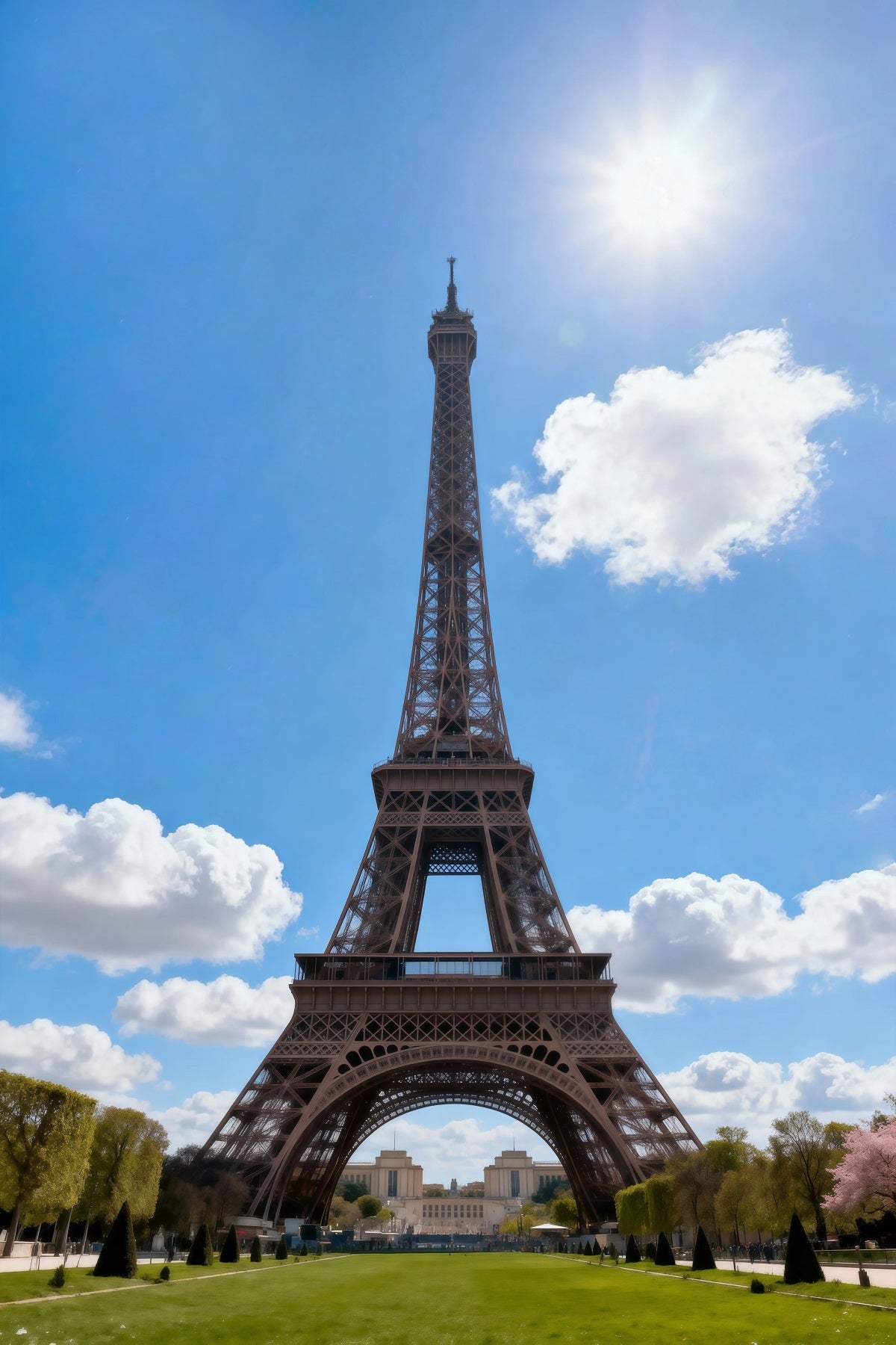 Fond Photo Tour Eiffel Monument Ciel Bleu Baigné De Soleil RR61-40