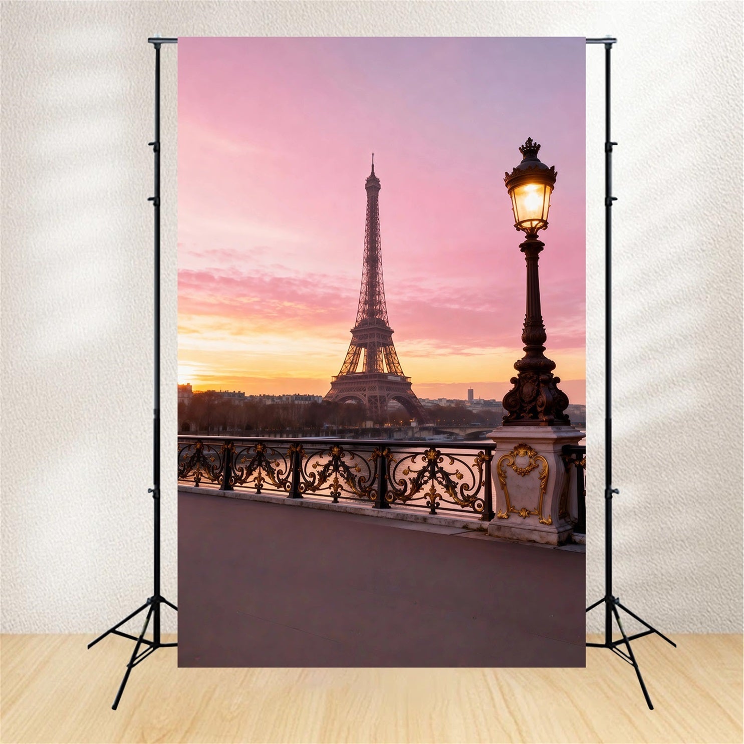 Toile de fond Photo Tour Eiffel Pont Lampadaire Coucher De Soleil Romance RR61-47