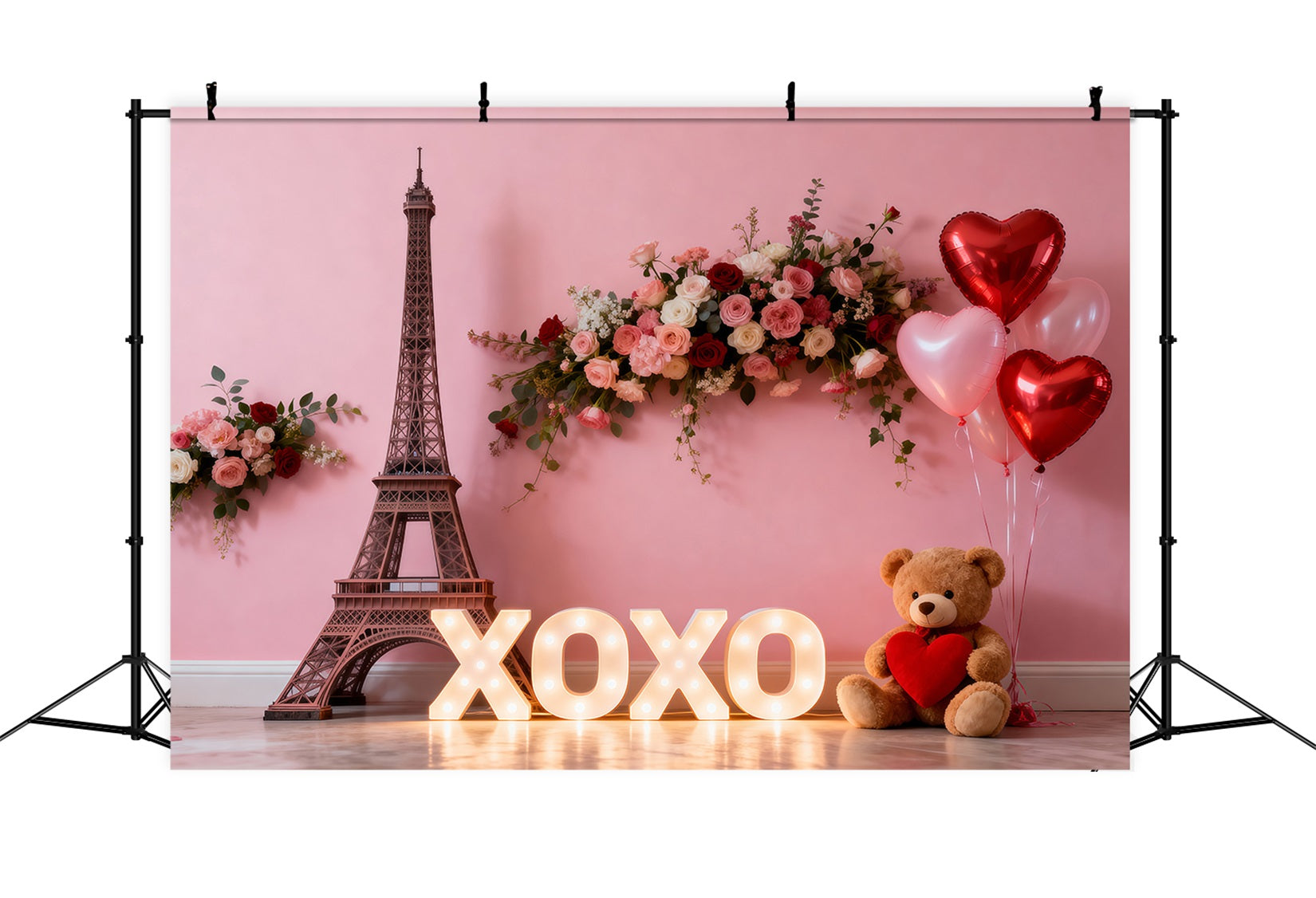 Toile de fond Tour Eiffel Présentation Florale Saint-Valentin XOXO RR61-49