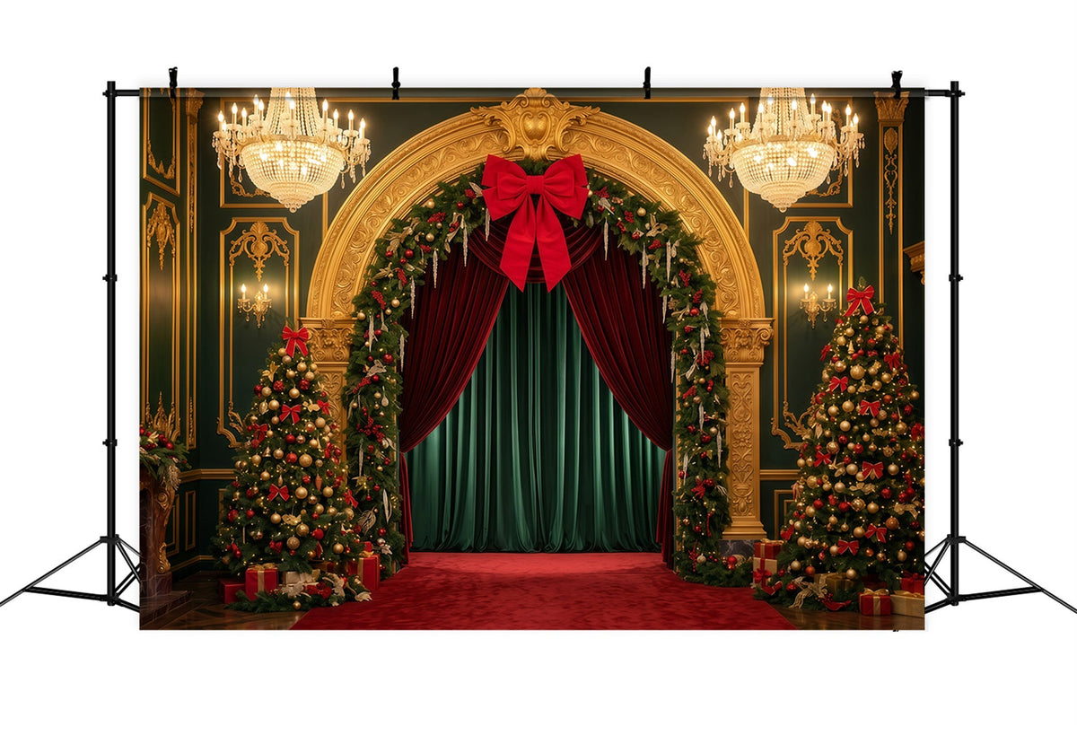 Fond De Noël Scène Arche Dorée Entrée Velours RR610-1