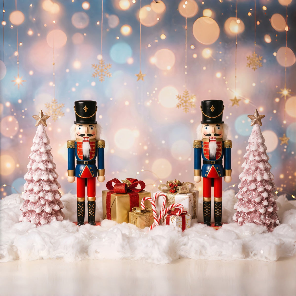 Fond Photo De Noël Sapins Roses Enneigés Casse-Noisette RR610-106
