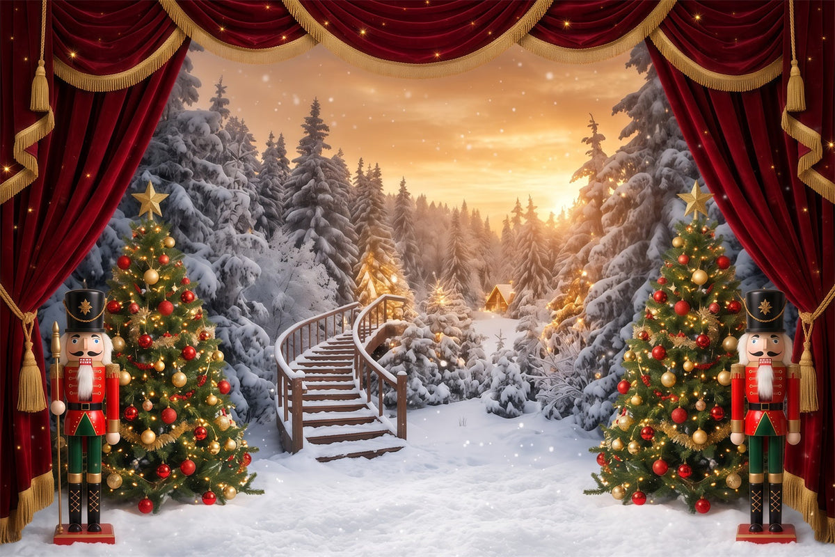 Fond De Noël Forêt Hivernale Scène Casse-Noisette RR610-109