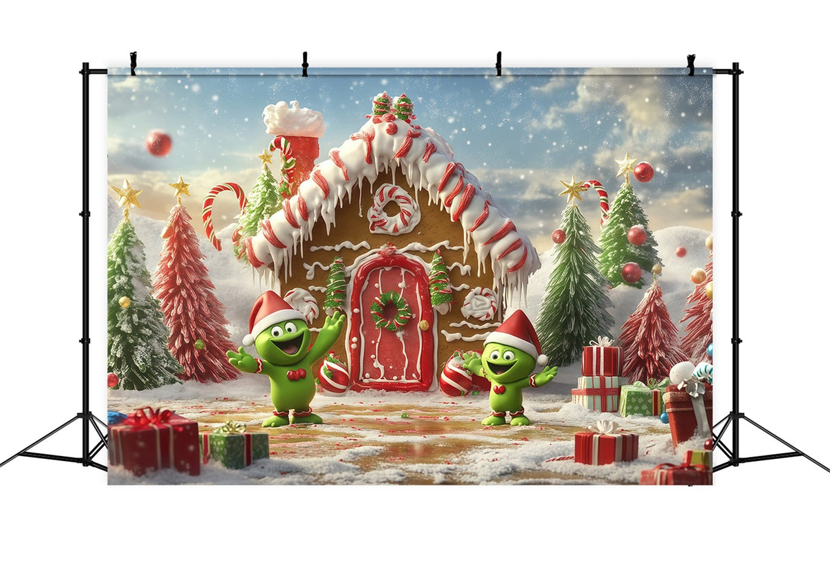 Fond Grinch Cottage Pain D'Épices Personnages Bonbons RR610-120
