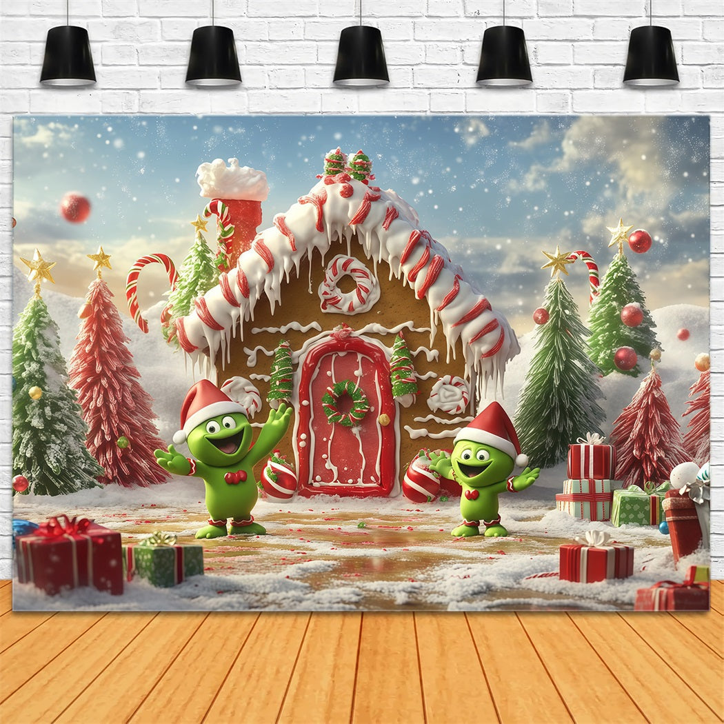 Fond Grinch Cottage Pain D'Épices Personnages Bonbons RR610-120
