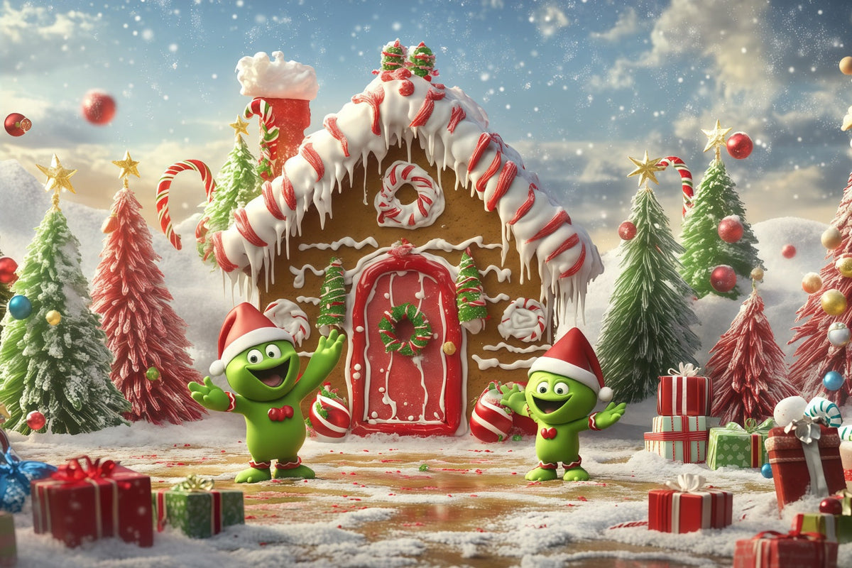 Fond Grinch Cottage Pain D'Épices Personnages Bonbons RR610-120