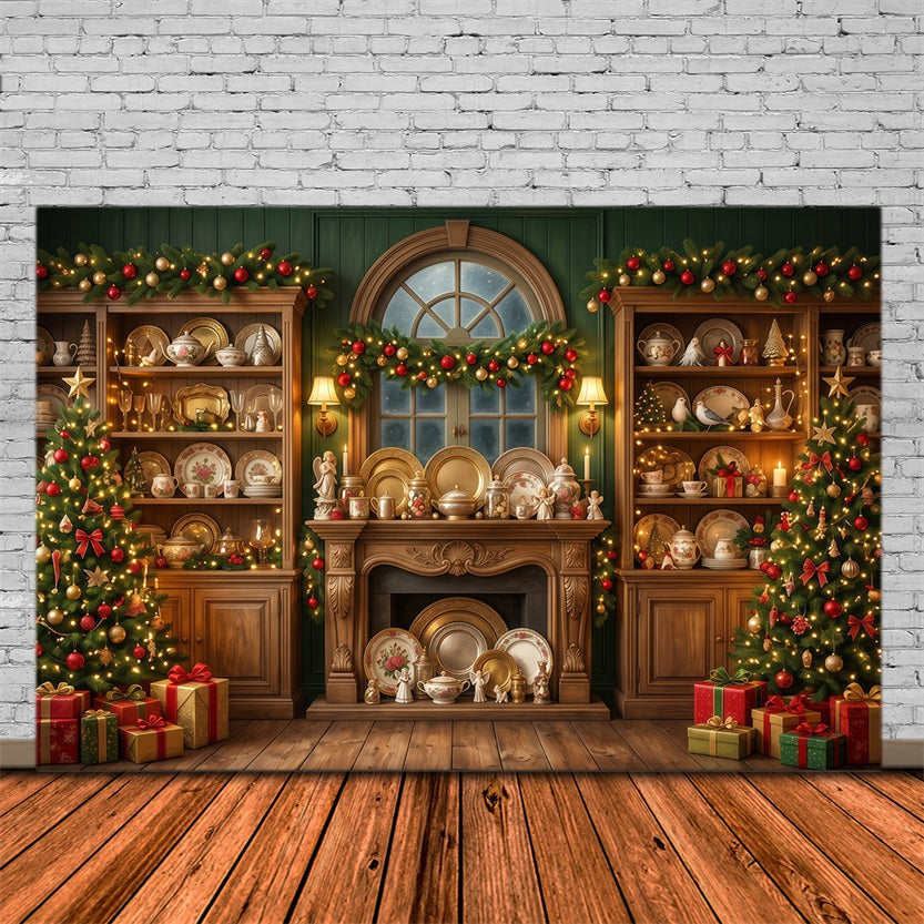 Fond Photo Père Noël Armoire Vintage Porcelaine Festive RR610-128
