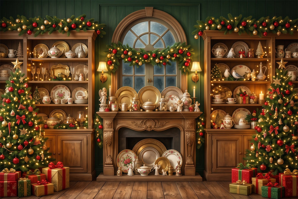 Fond Photo Père Noël Armoire Vintage Porcelaine Festive RR610-128