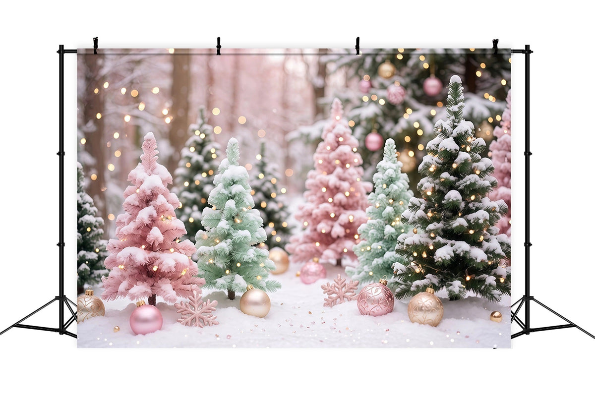 Fond De Sapins De Noël Pins Pastel Givrés RR610-136