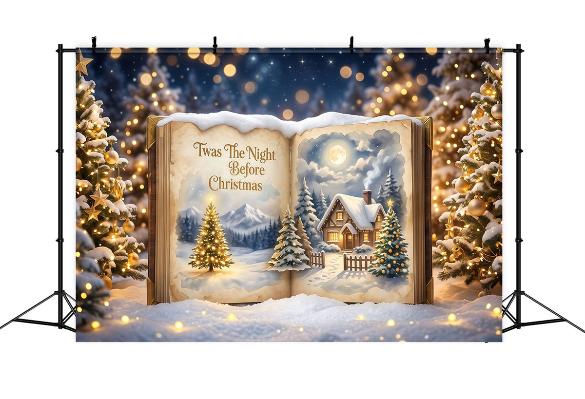 Fond Photo De Noël Cottage Histoire Clair De Lune Chant RR610-14
