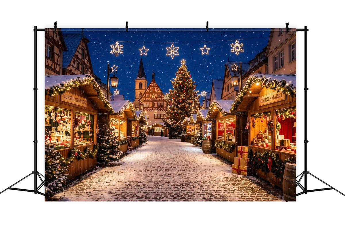 Fond De Ville De Noël Place Marché Européenne Enneigée RR610-146