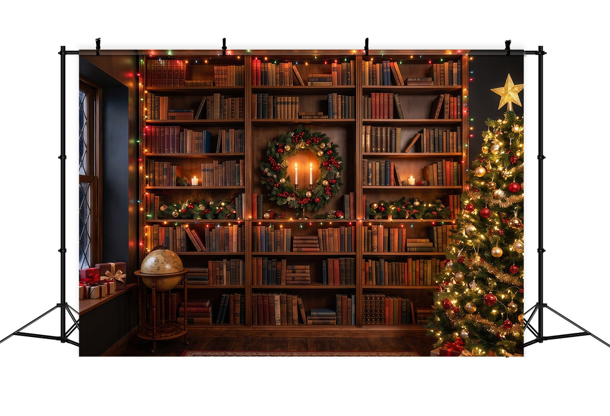 Fond De Noël Victorien Bibliothèque Festive Livres Lumineux RR610-149