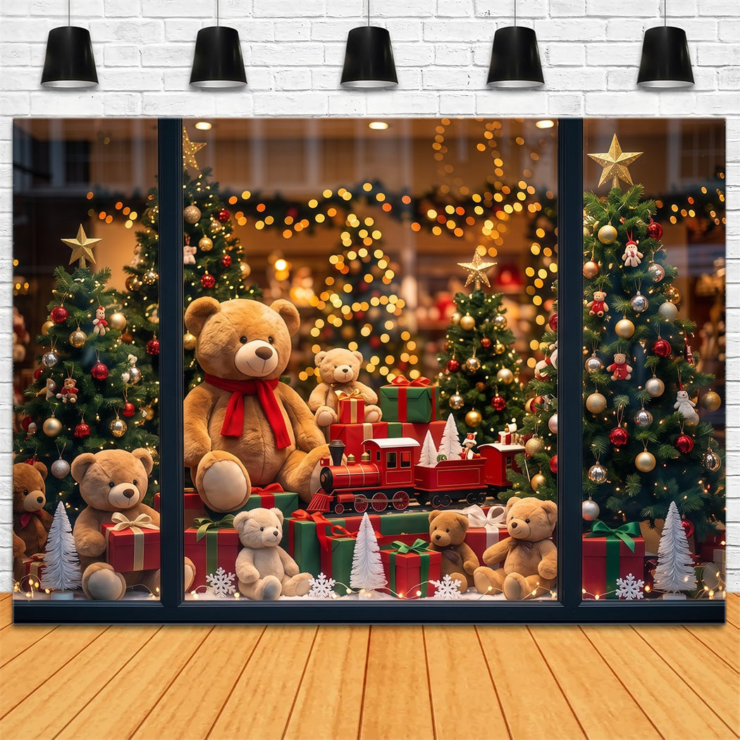 Fond Atelier Jouets Père Noël Vitrine Ours En Peluche RR610-155