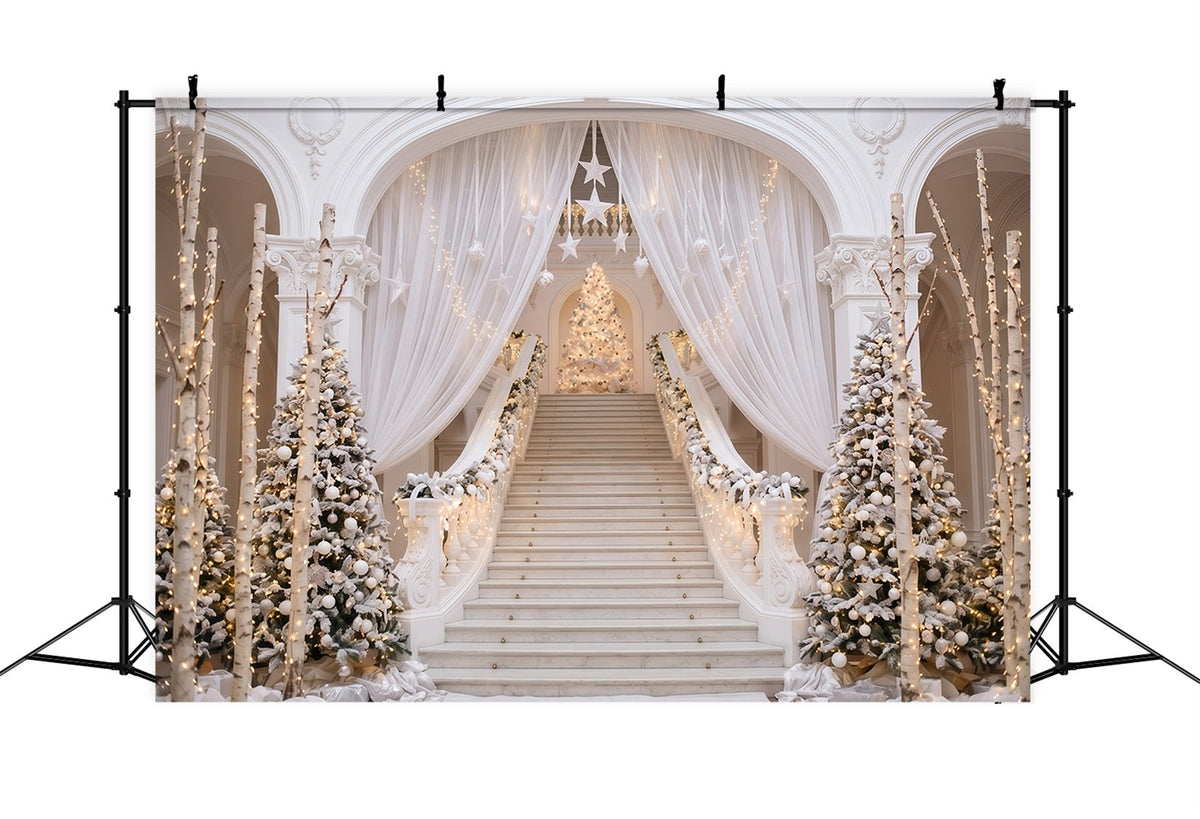 Fond De Noël Escalier Blanc Élégant RR610-16