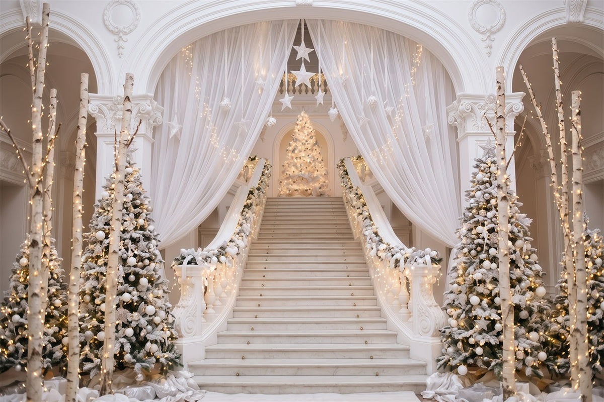 Fond De Noël Escalier Blanc Élégant RR610-16