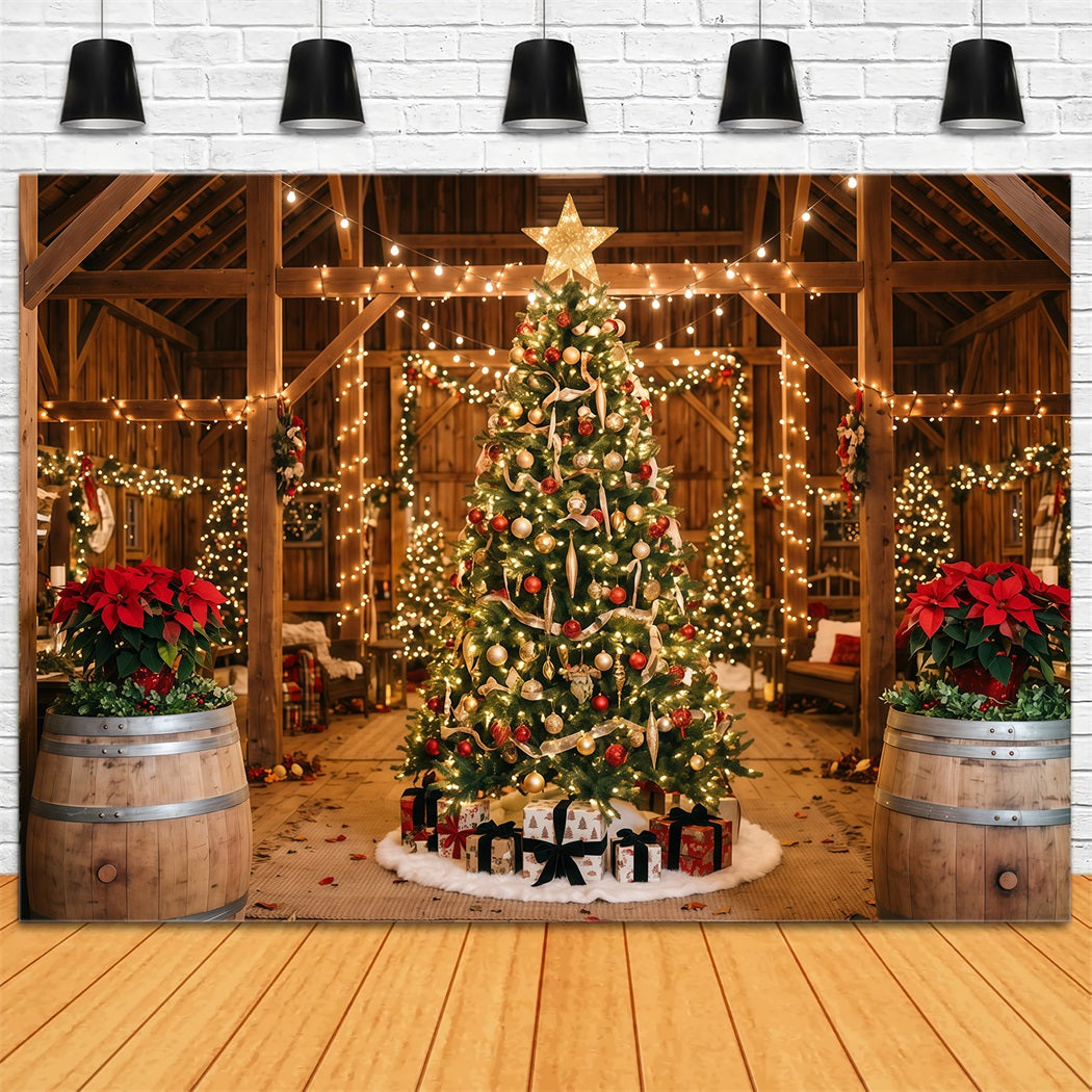 Fond Photo De Noël Grange Rustique Présentoir Sapin RR610-160