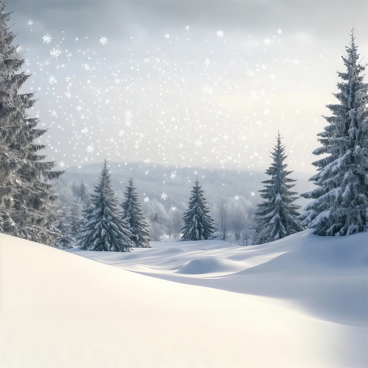 Fond De Sapins De Noël Collines Forêt Pins Enneigés RR610-162