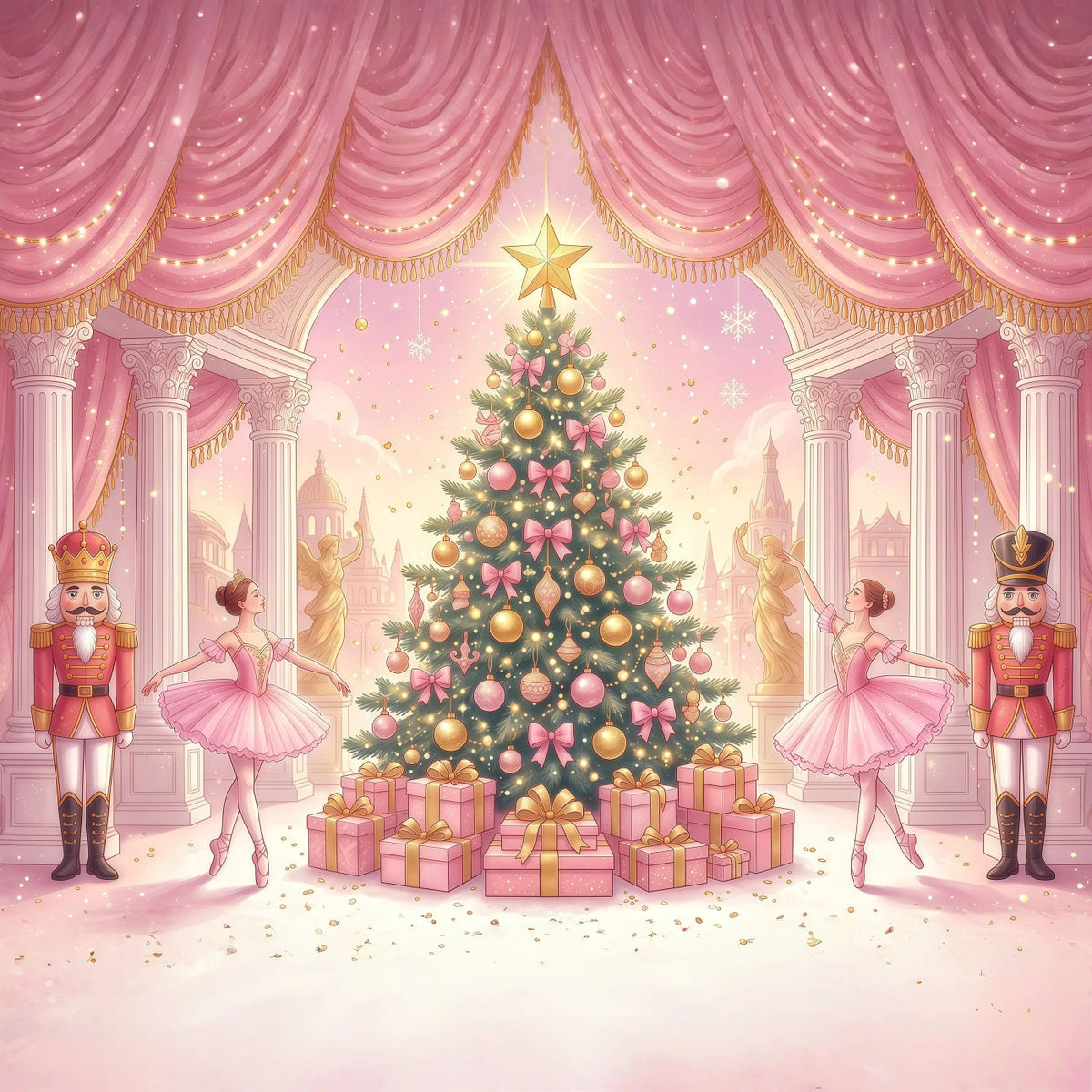 Fond Photo Casse-Noisette Présentoir Ballet Rose RR610-164