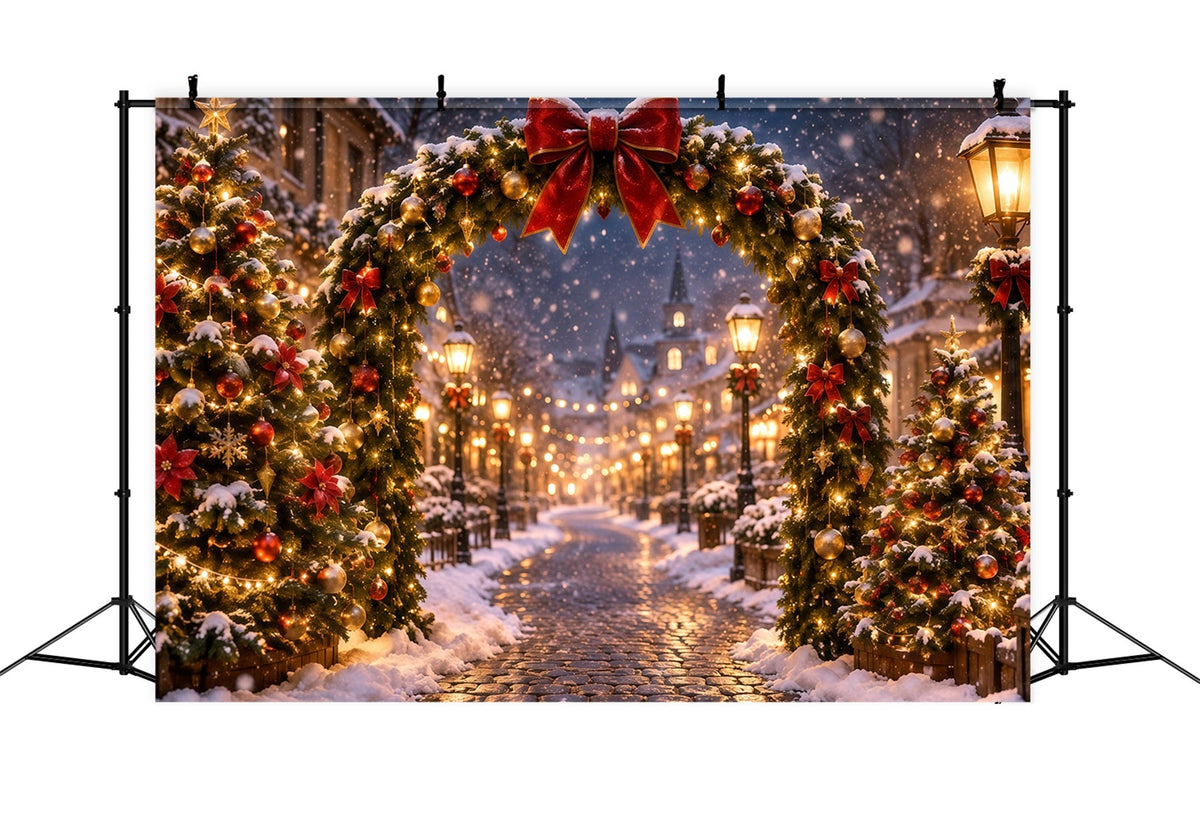 Fond Photo De Noël Arche Village Lumineux RR610-166