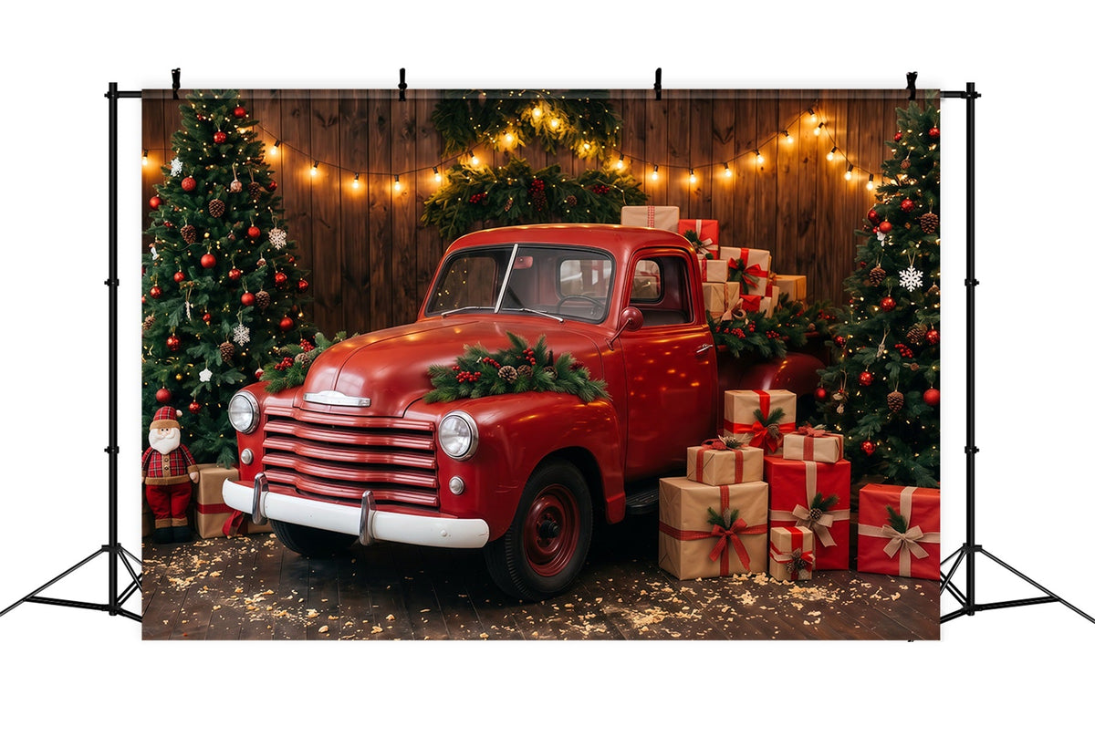 Fond Photo De Noël Camion Rouge Festif Vintage RR610-175