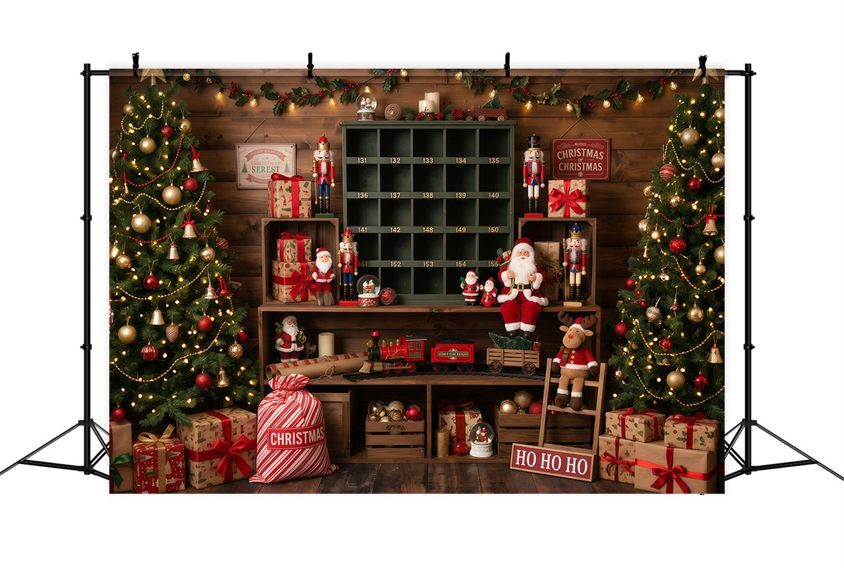 Fond Photo Père Noël Salle Jouets Rustique Atelier RR610-18