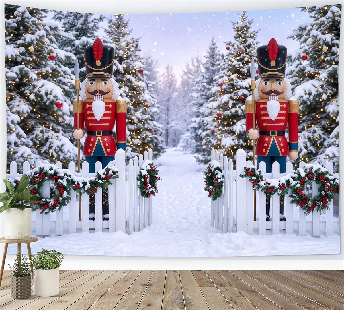 Fond De Noël Porte Forêt Hivernale Casse-Noisette RR610-2