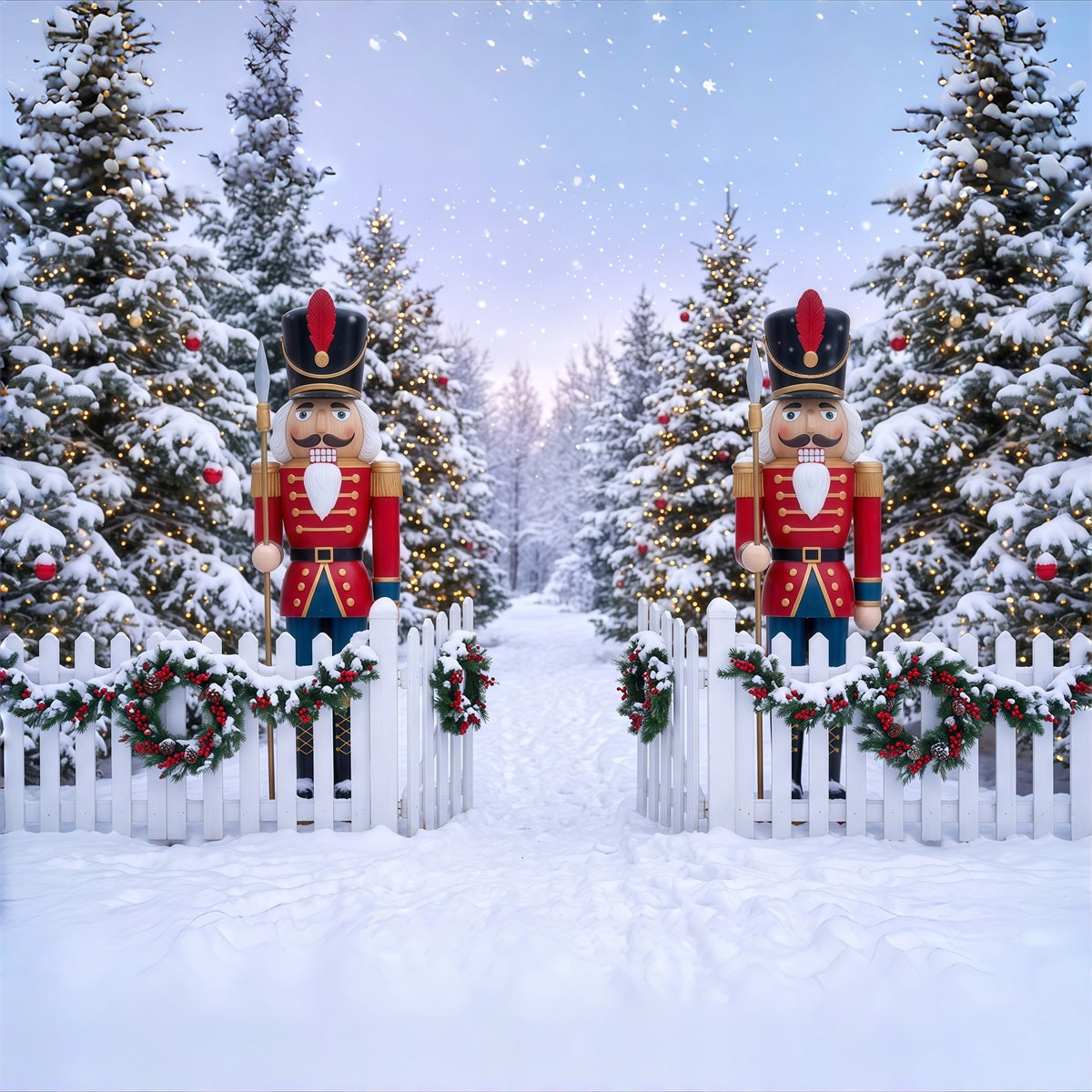 Fond De Noël Porte Forêt Hivernale Casse-Noisette RR610-2