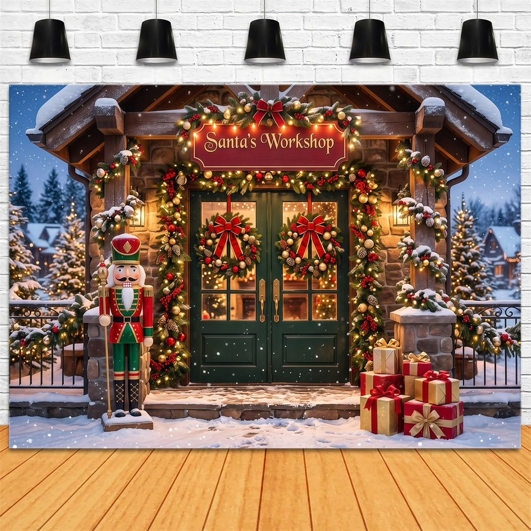Fond Atelier Père Noël Entrée Atelier Enneigé Casse-Noisette RR610-21