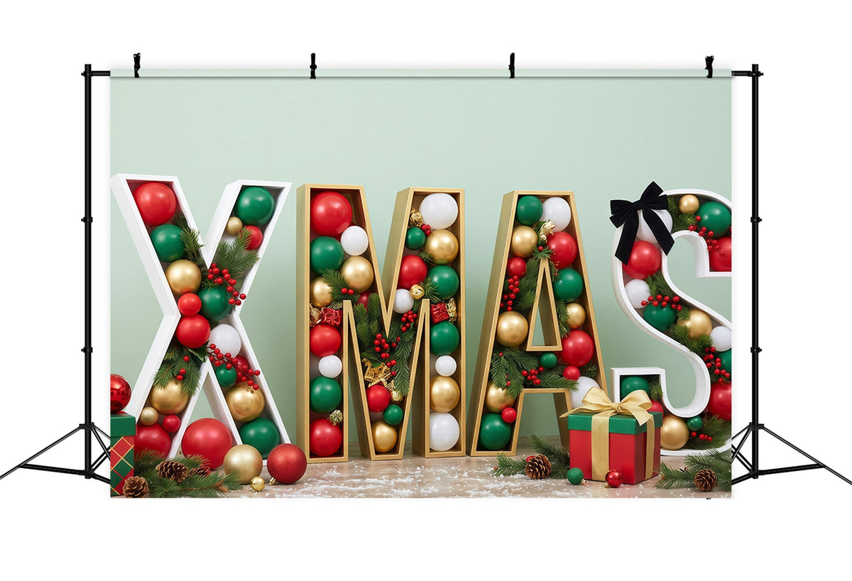 Fond Photo De Noël Ornement Lettre Cadeau Vintage RR610-23