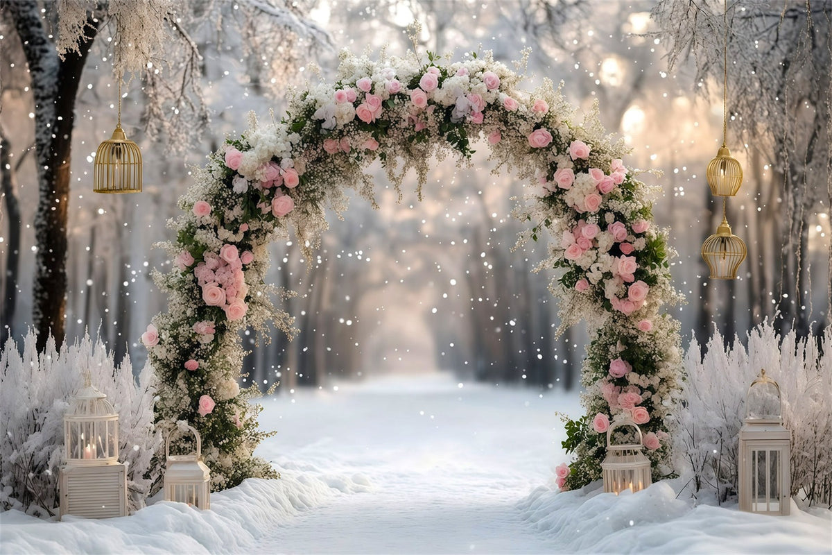 Fond De Noël Arche Rose Roses Neige RR610-30