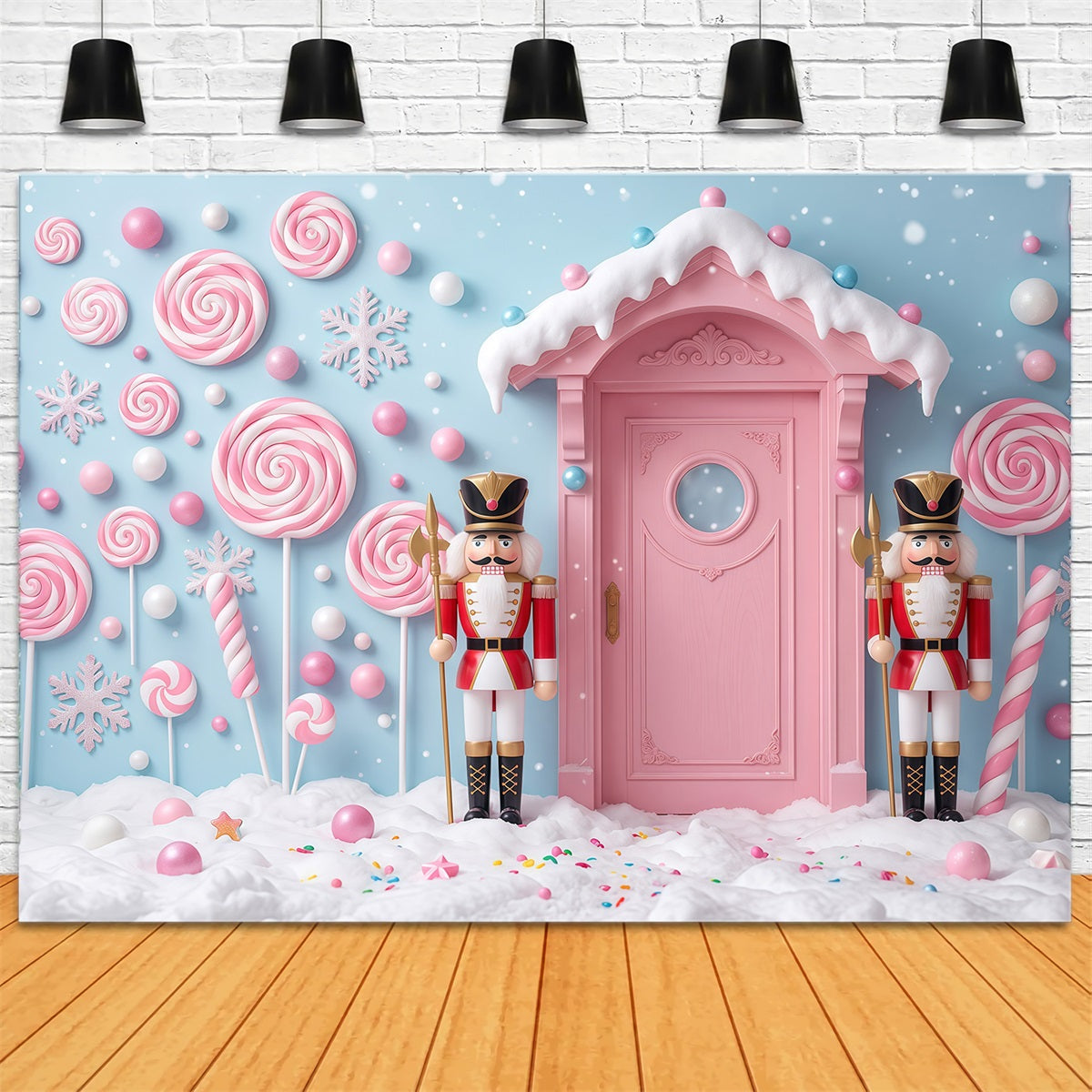 Fond Casse-Noisette Pays Des Douceurs Porte Rose Neige RR610-38