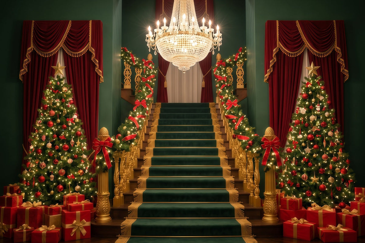 Fond De Noël Escalier Grand Hall Lustre RR610-40