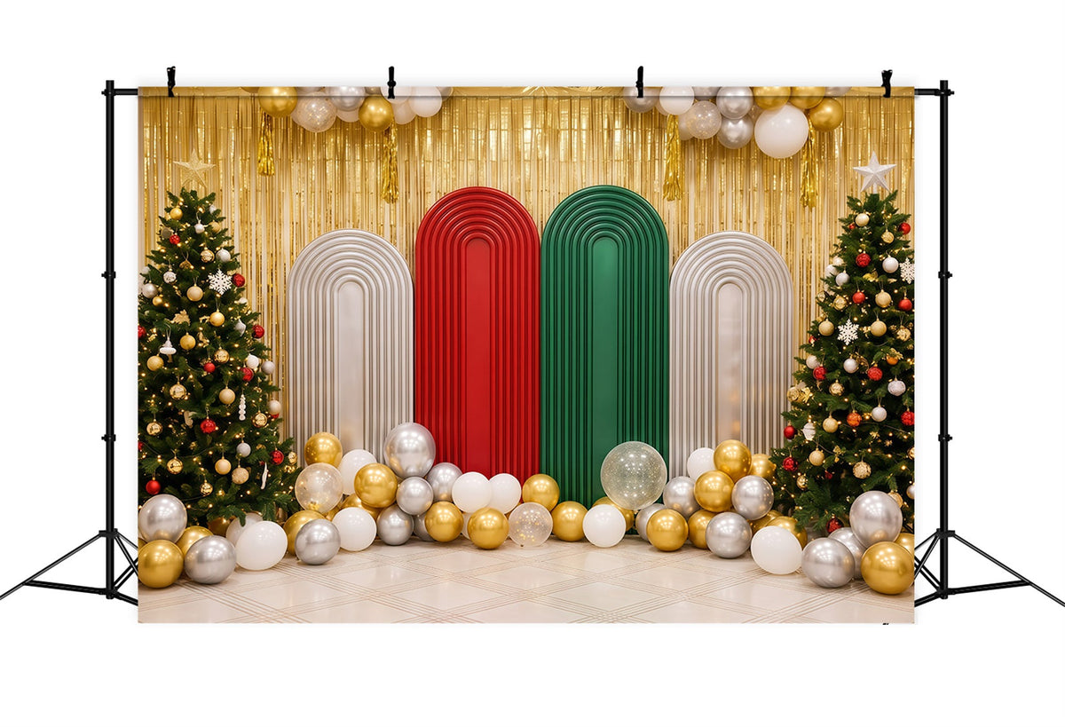 Fond De Noël Arche Ballons Dorés Décor Festif RR610-41