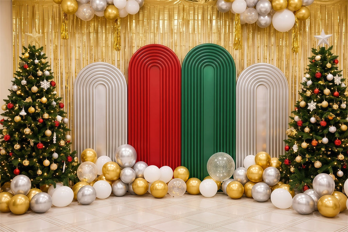 Fond De Noël Arche Ballons Dorés Décor Festif RR610-41