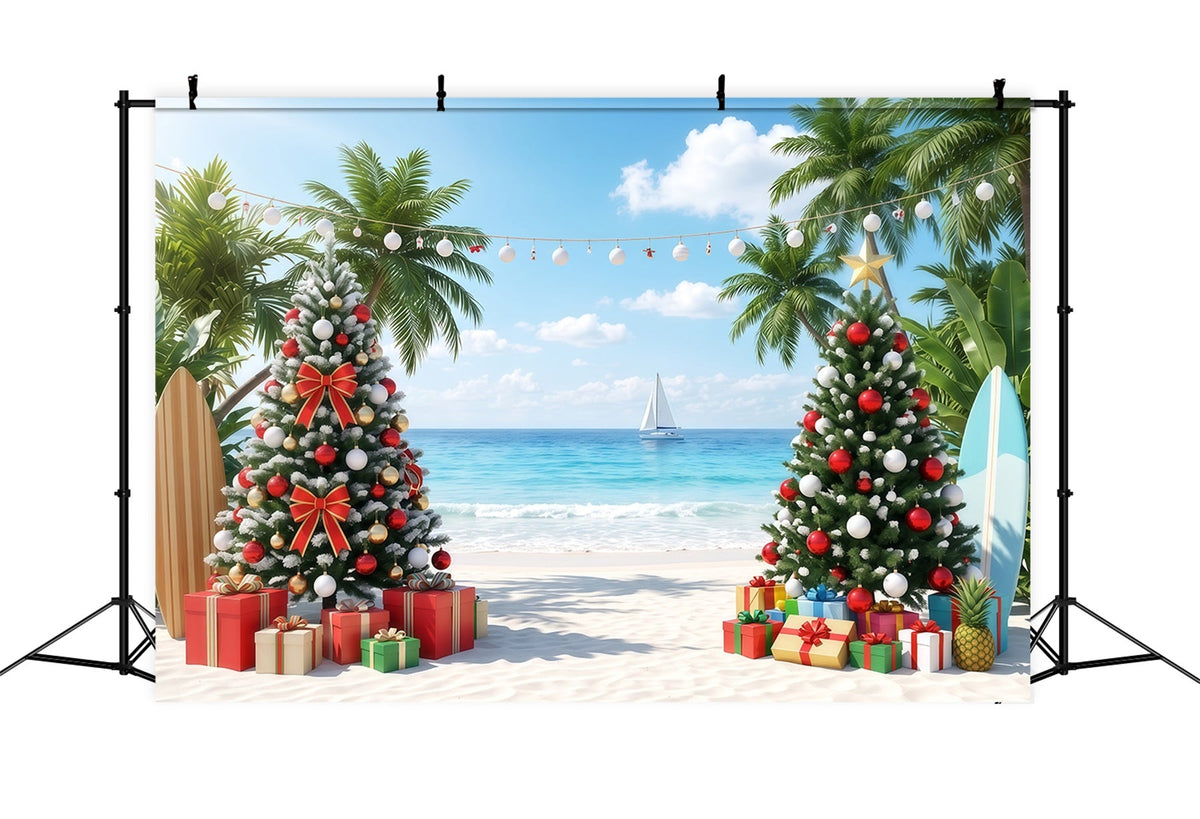 Fond De Noël Tropical Plage Mer Palmiers RR610-57