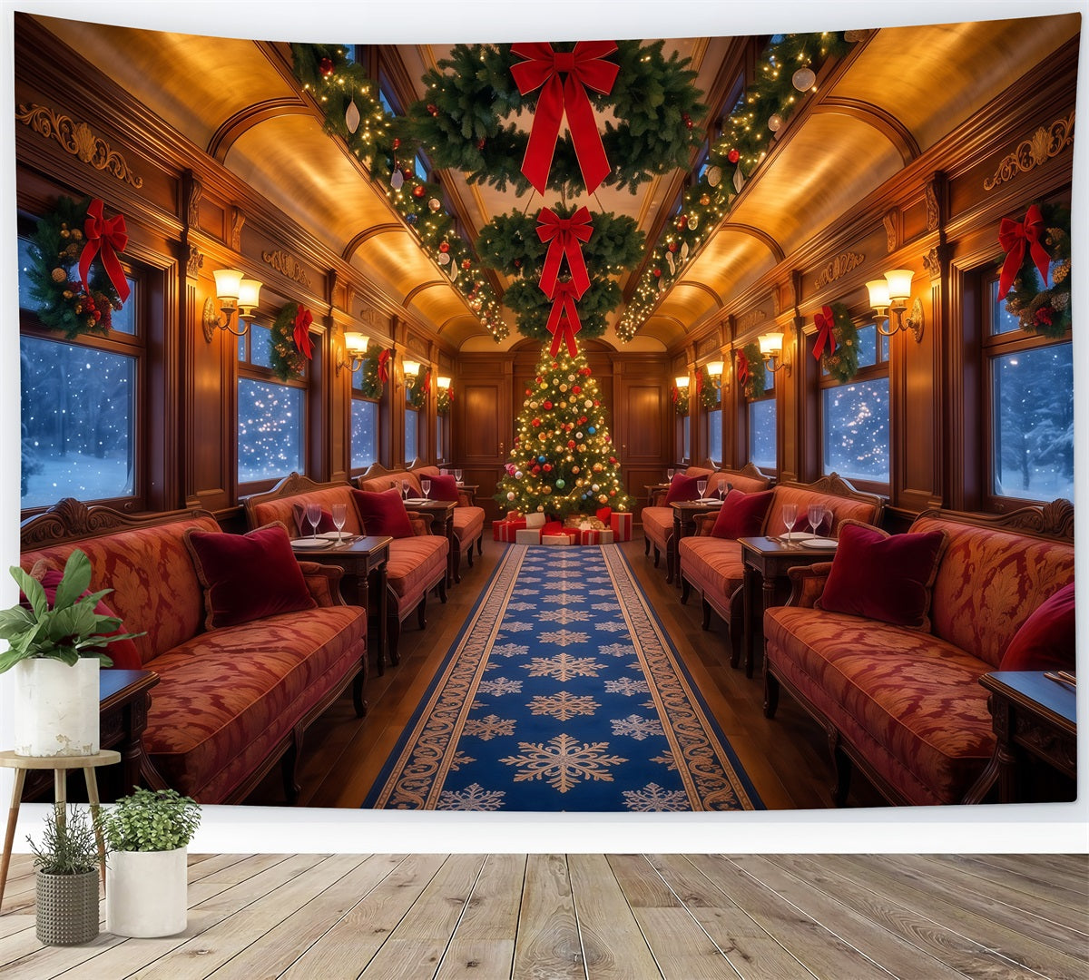 Fond Photo De Noël Salon Ferroviaire Festif RR610-61