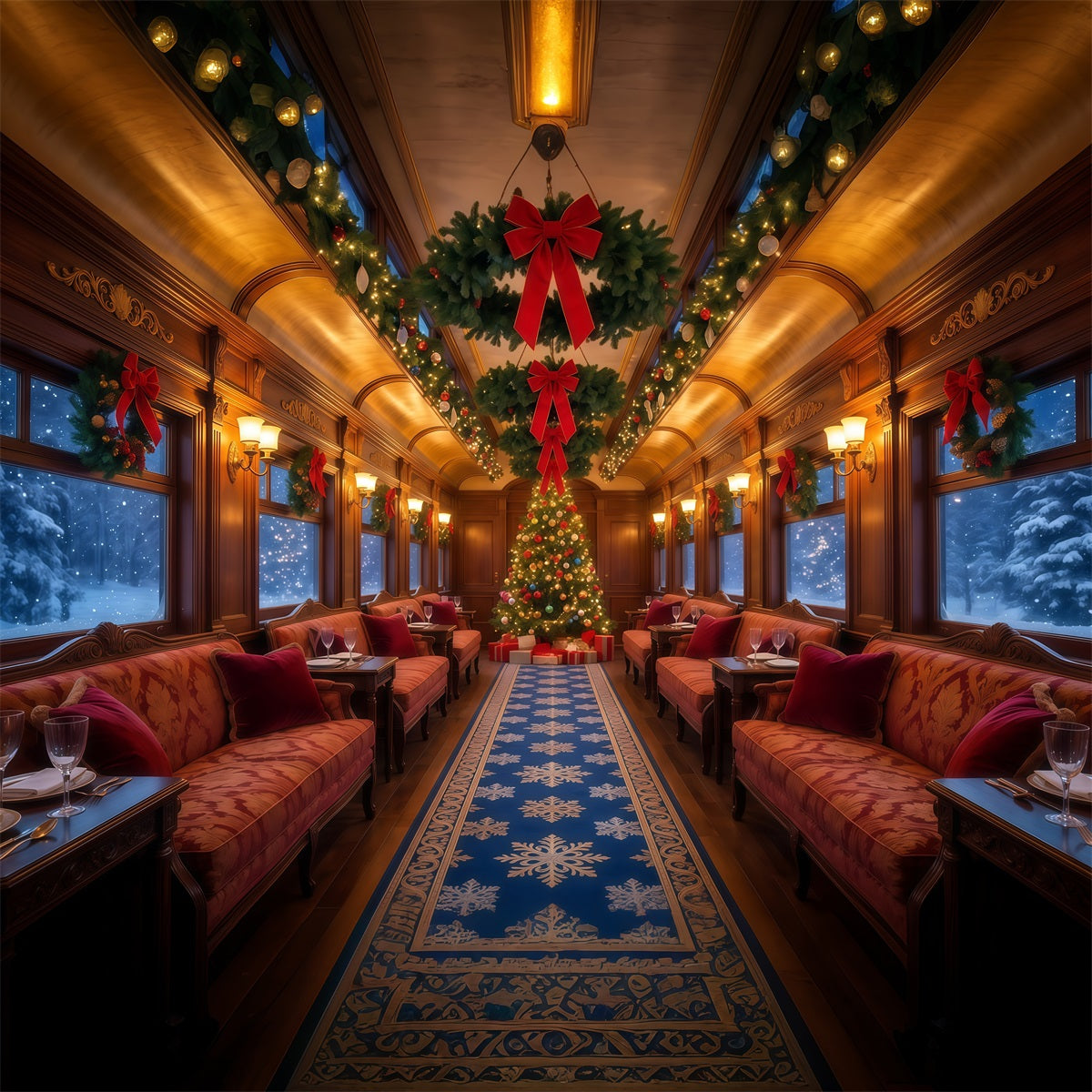 Fond Photo De Noël Salon Ferroviaire Festif RR610-61