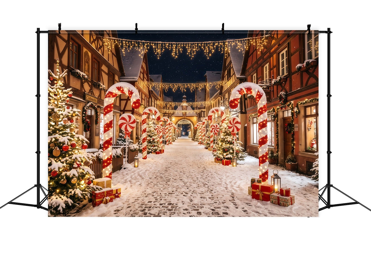 Fond De Village De Noël Rue Bonbons Sucre RR610-64